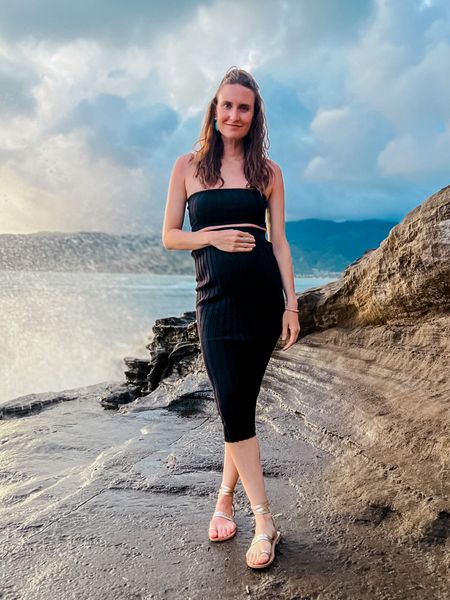 Dressed up just for the sunset tonight - can’t think of a better reason. Dress is non-maternity but works for maternity, and gold strap sandals are Mersea!

#LTKbump #LTKtravel #LTKshoecrush