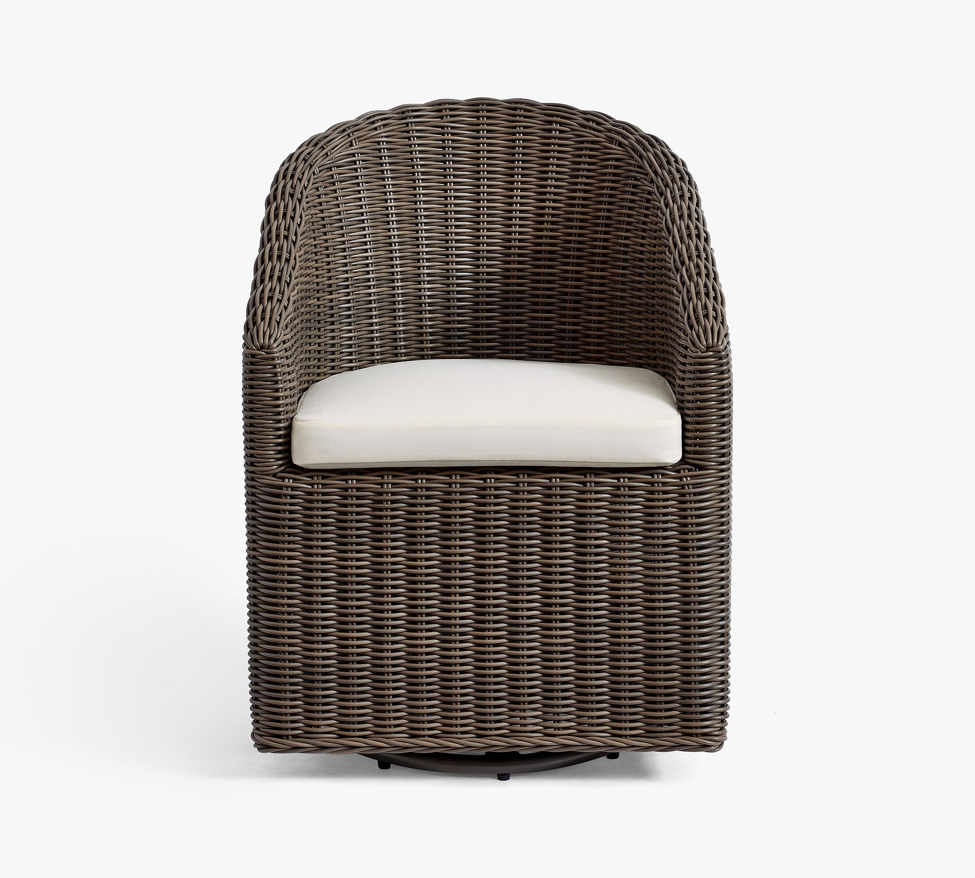 Huntington Wicker Slope Arm Swivel Outdoor Dining Armchair | Pottery Barn (US)