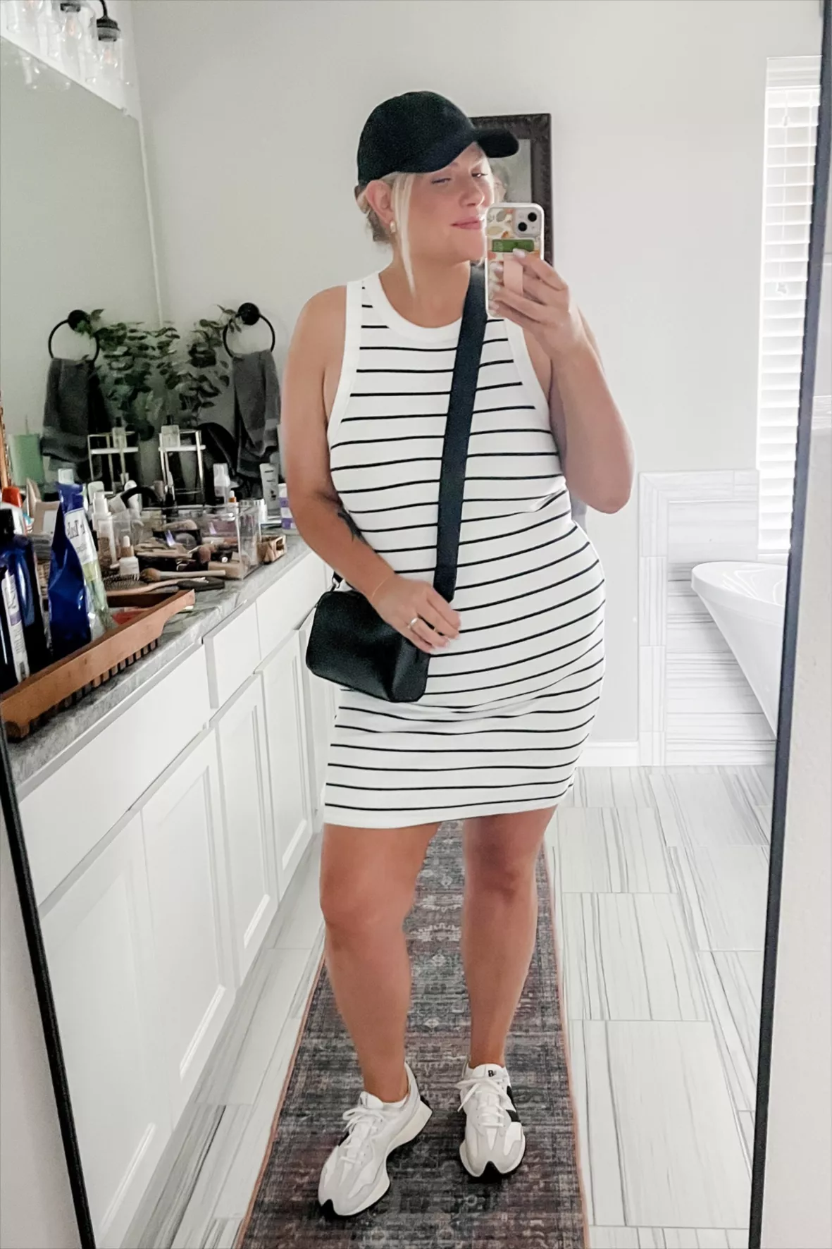 Fitted Striped Sleeveless Rib-Knit Mini Dress