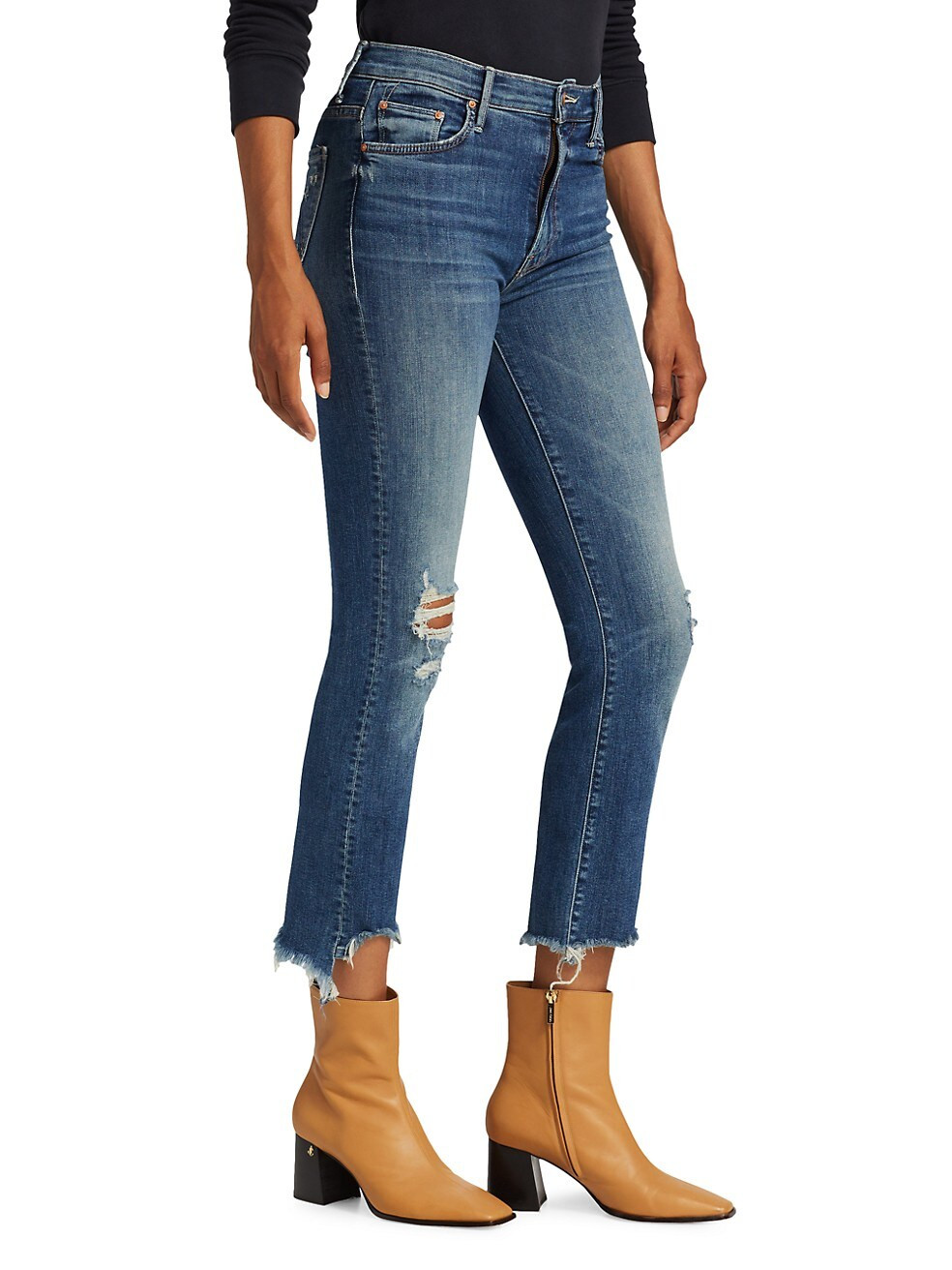 Mother The Insider High-Rise Step-Hem Stretch Crop Jeans | Saks Fifth Avenue