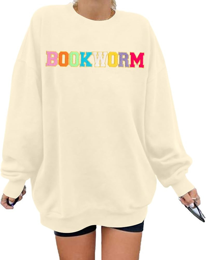 MNLYBABY Book Lover Sweatshirt Women Embroidered Bookworm Sweatshirts Bookish Sweater Book Lover ... | Amazon (US)