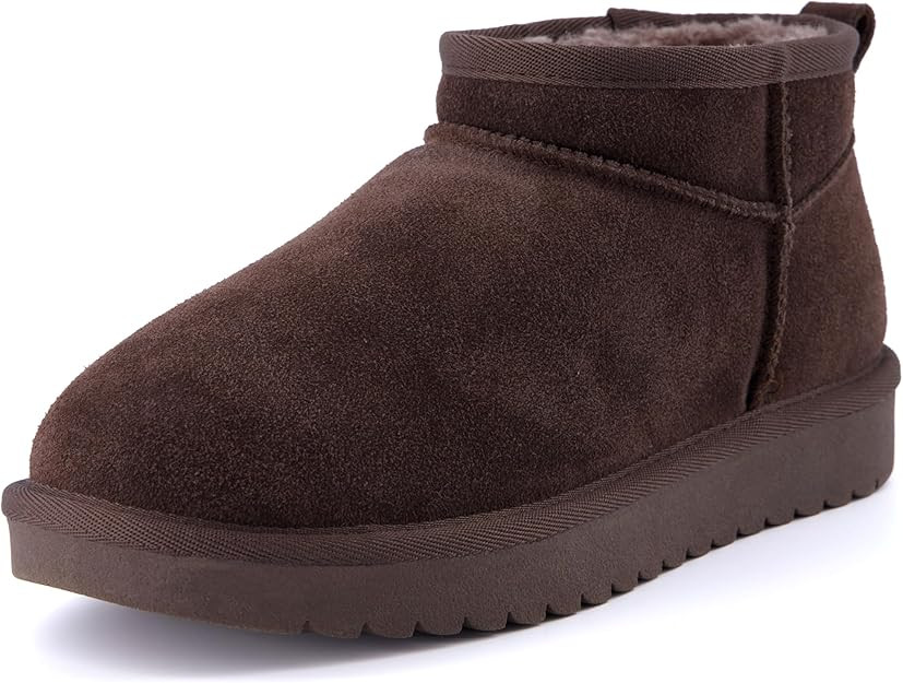 CUSHIONAIRE Women's Hip 2 Genuine Suede Ankle Snow Boots - Pull-On with Cozy Faux Shearling Linin... | Amazon (US)