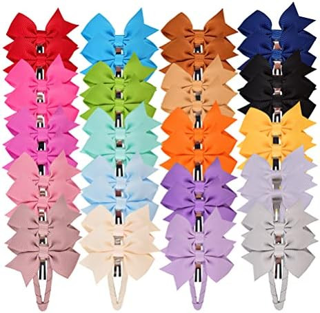 Ruyaa 40pcs Small Pinwheel Hair Bow Snap Clip Fully Wapped for Baby Girl Toddler Hair Accessories Ba | Amazon (US)