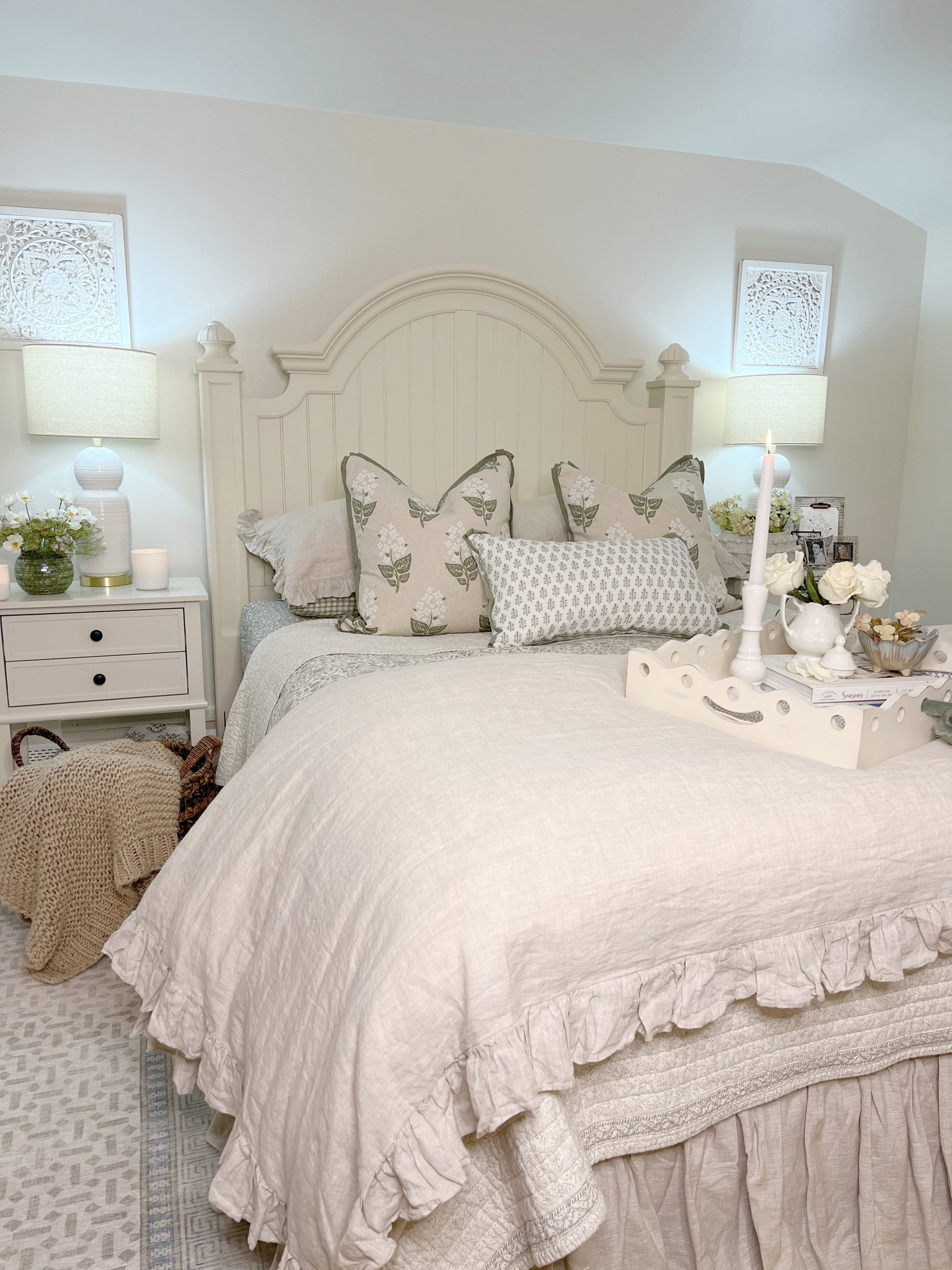 Natural linen bedding!  It’s perfect for all year round use because of the natural fabric.  Loving the ruffles on this too adds that extra detail for a cottage, shabby chic farmhouse look. 

#LTKhome