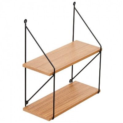 Americanflat Floating Shelf 2 Tiered Made Of Composite Wood with Metal Wire Floating Bracket - Wa... | Target
