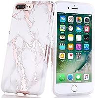 iPhone 7 Plus Case, Shiny Rose Gold White Marble Design, BAISRKE Clear Bumper Matte TPU Soft Rubber  | Amazon (US)