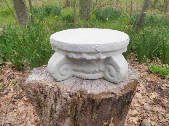 8" Across Cement Round Ornate Pedestal Garden Art Statue Concrete | Etsy (US)