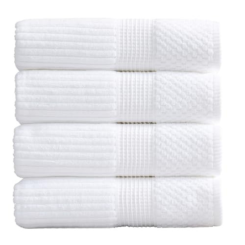 Springtree Home 100% Cotton Bath Towel Set of 4 | Super Soft & Absorbent with Quick-Dry Fibers | 4 Bath Towels | Textured and Durable Cotton | Krista Collection - Bright White | Amazon (US)