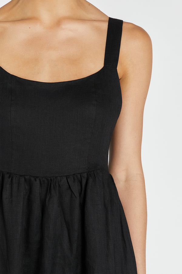 SPENCER BLACK LINEN MIDI DRESS | DISSH
