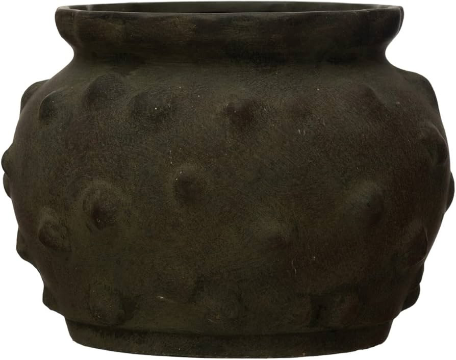 Creative Co-Op Terra-Cotta Raised Dots Vase, 11" L x 11" W x 9" H, Black | Amazon (US)