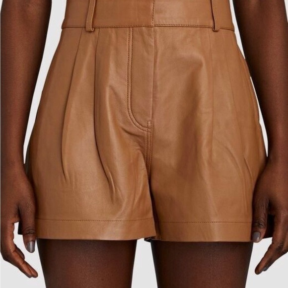 FRAME Women's Pleated Leather Short Shorts Pockets SZ 28 | Poshmark