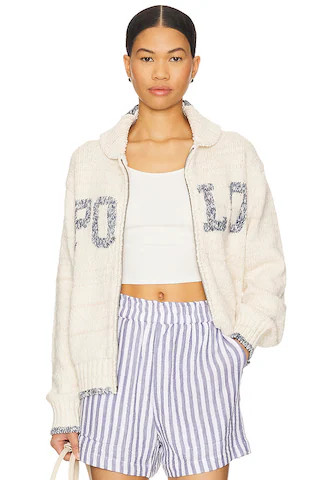 Polo Ralph Lauren Cotton Blend Collared Top in Cream & Blue Multi from Revolve.com | Revolve Clothing (Global)