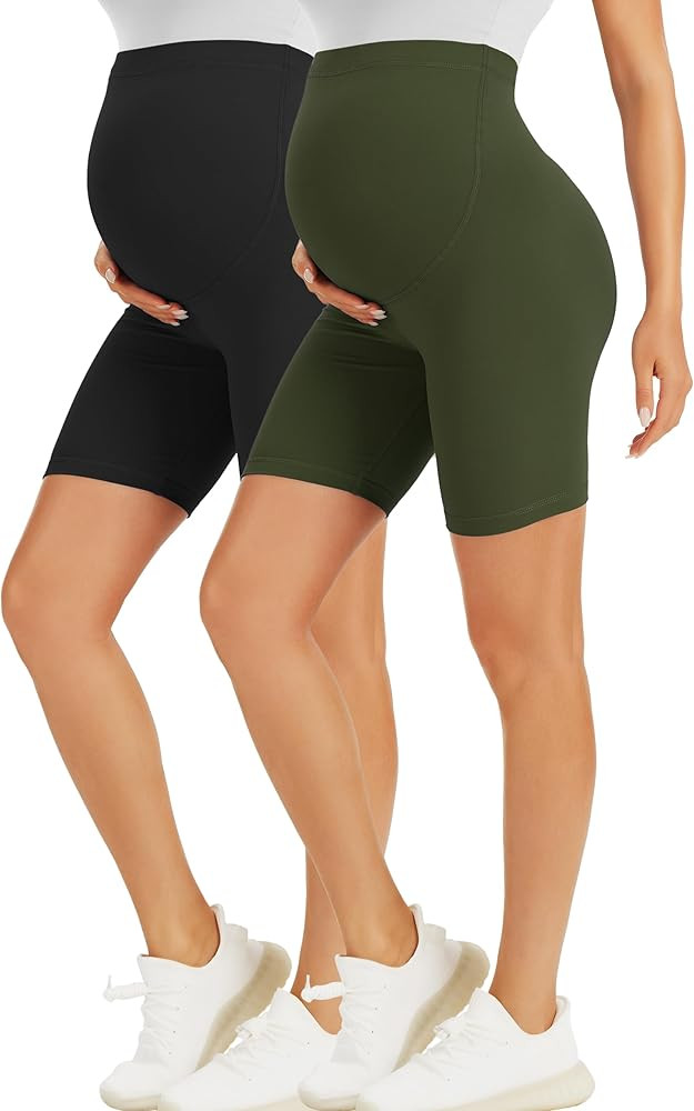 BONVIGOR Maternity Shorts Over The Belly Pregnancy Biker Shorts Workout Yoga Active Athletic Preg... | Amazon (US)