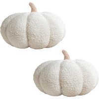 OHS Pumpkin Sofa Cushion Soft Fleece Filled 2 Pack Autumn Plush Home Decor Plump in Cream | Debenhams UK