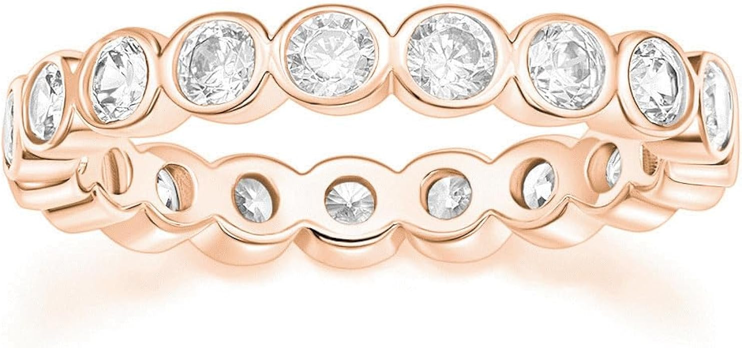 Mameloly 3.8mm Wedding Bands for Women Cubic Zirconia Full Eternity Stackable Engagement Promise ... | Amazon (US)