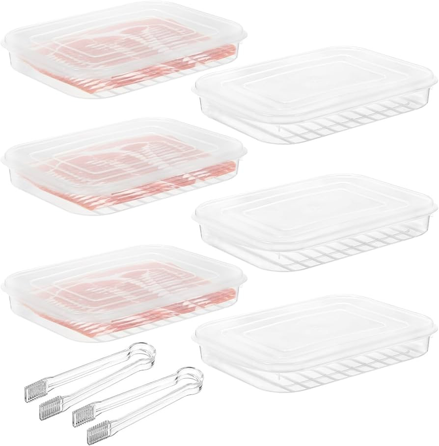 yarlung 6 Pack Bacon Keeper for Refrigerator, Deli Meat Saver Container with Airtight Lid, Cold C... | Amazon (US)