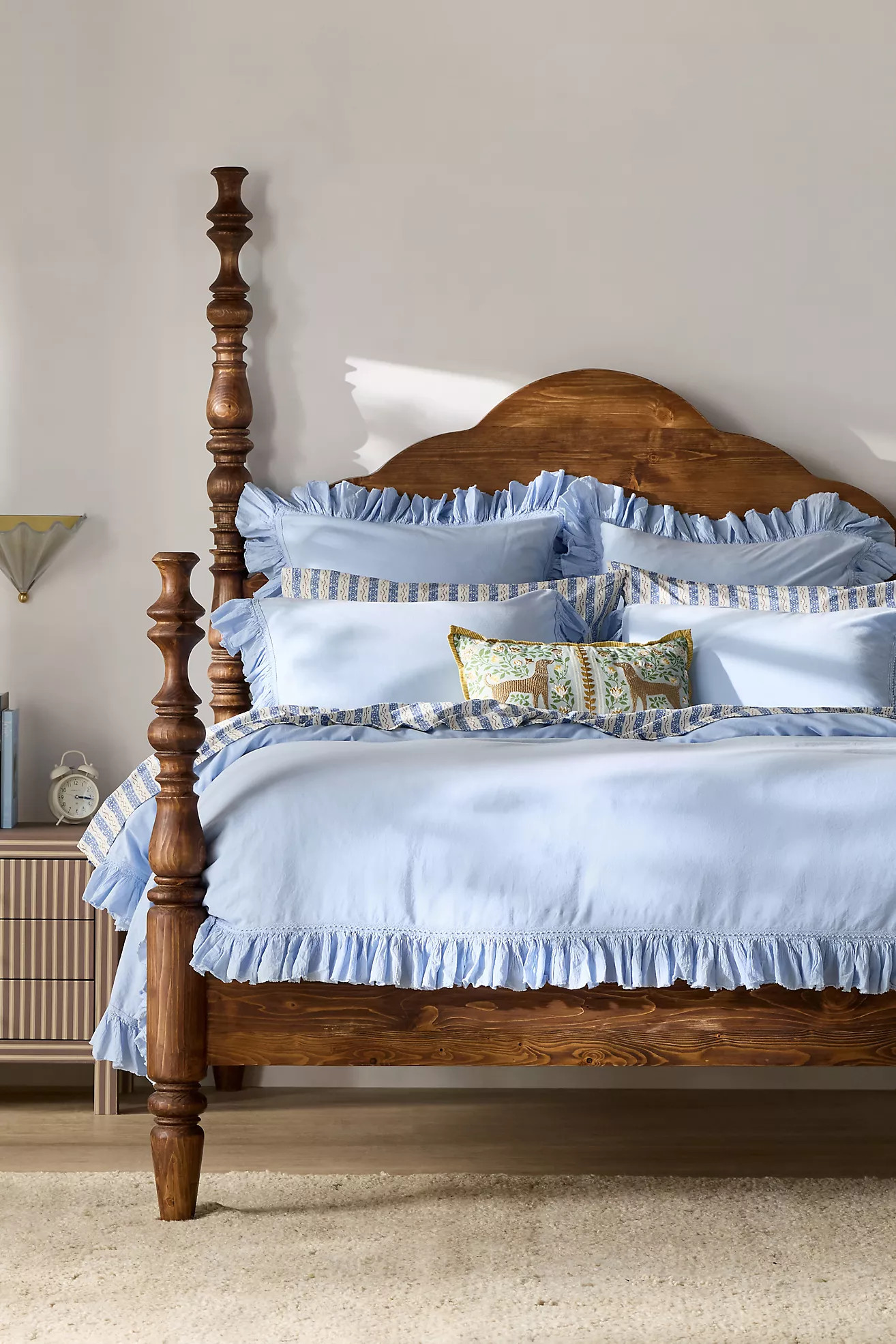 Organic Cotton Spa Sateen Ruffled Duvet Cover | Anthropologie (US)