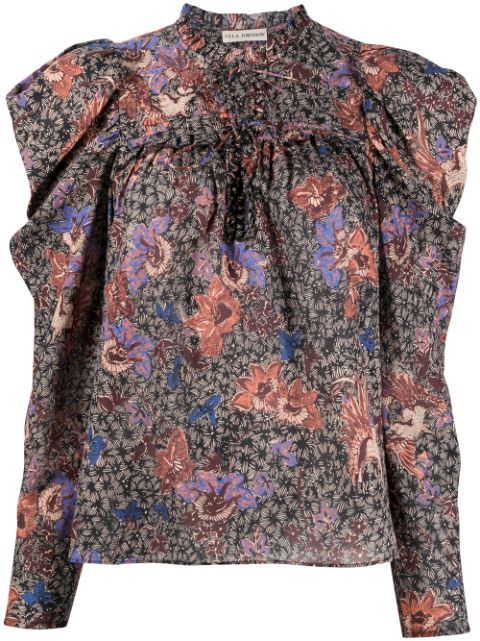 floral print puff-sleeve blouse | Farfetch (US)