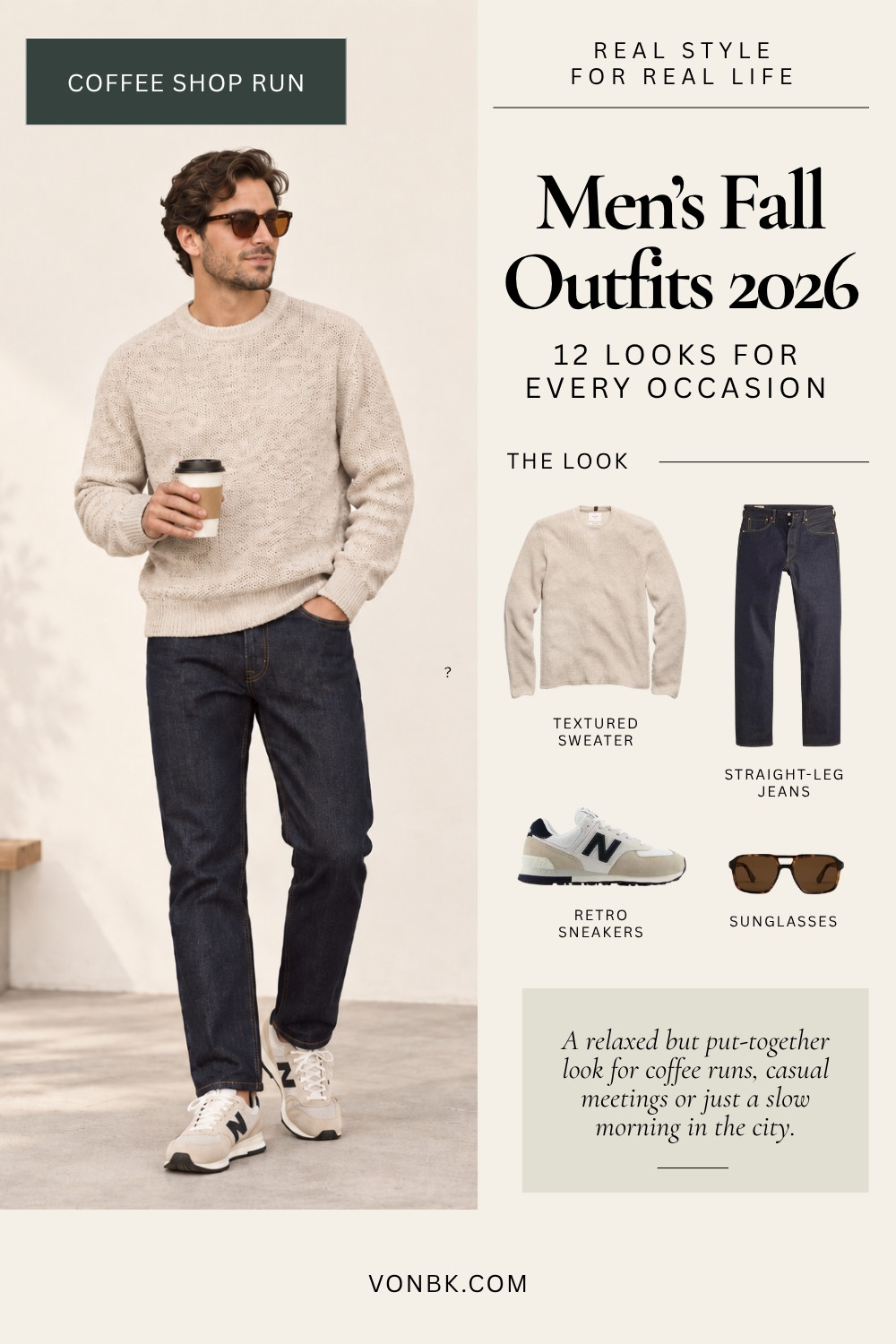 Weekend errands, but make it fall. A short-sleeve sweatshirt with straight-leg jeans and retro sneakers is an easy men’s fall outfit for those warmer early-autumn days when a jacket still feels like too much. Casual, comfortable and pulled together enough for coffee, lunch or whatever ends up on the Saturday list.

#MensFallOutfit #MensFallStyle #Menswear #CasualMensStyle #FallStyle2026

#LTKMens #LTKootd #LTKSeasonal