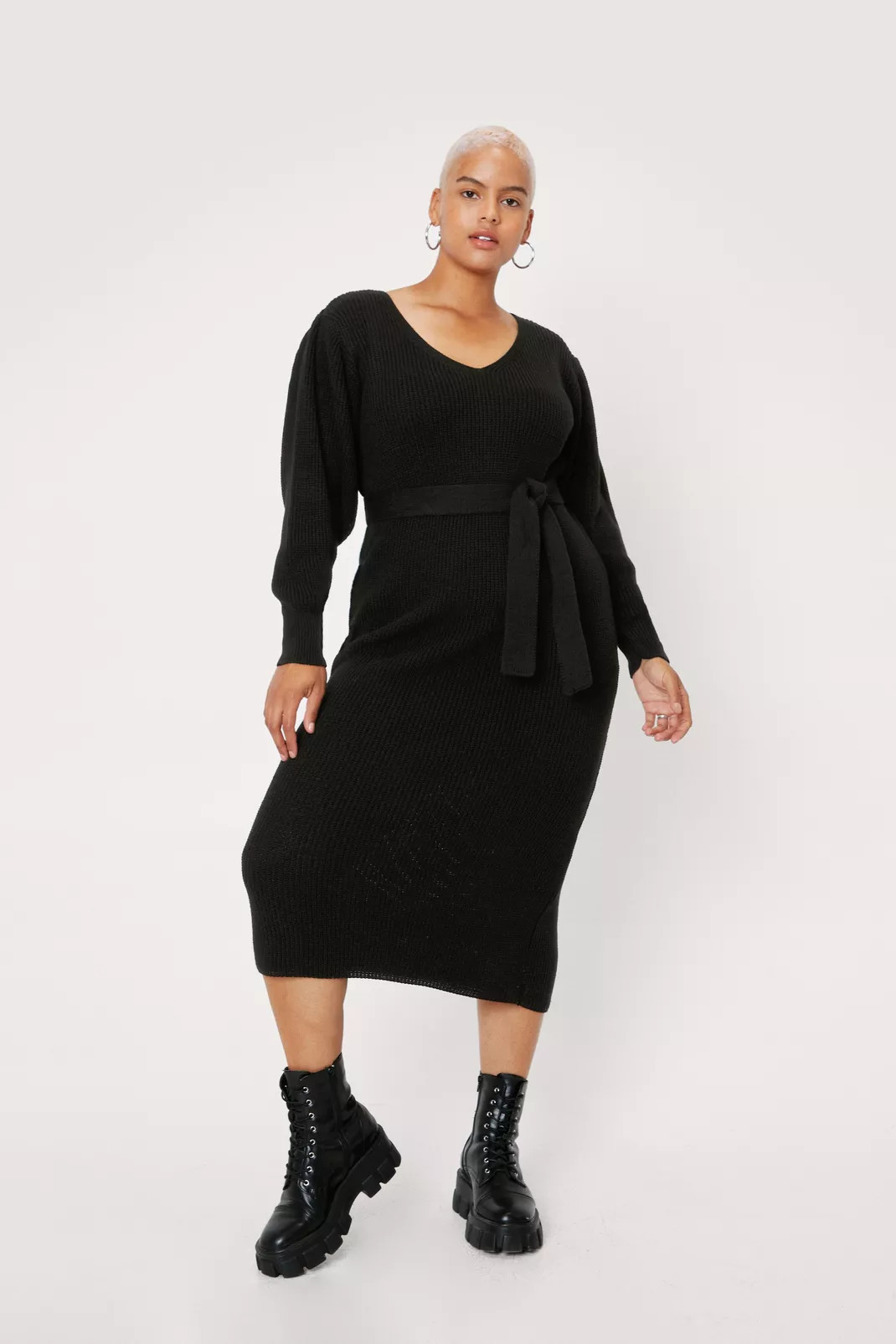 Plus Size Belted Knitted Midi Dress | Nasty Gal Canada