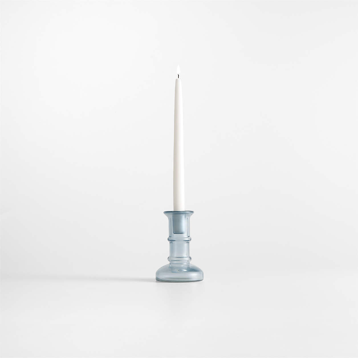 Kati Small Blue Glass Taper Candle Holder 5" | Crate & Barrel | Crate & Barrel