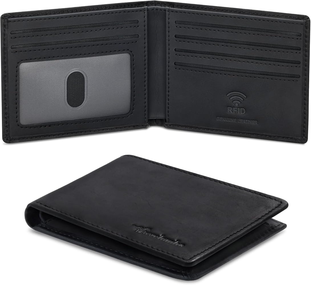 Travelambo Wallet for Men Real Leather Mens Bifold Wallet RFID Blocking - Thin & Stylish with ID ... | Amazon (US)