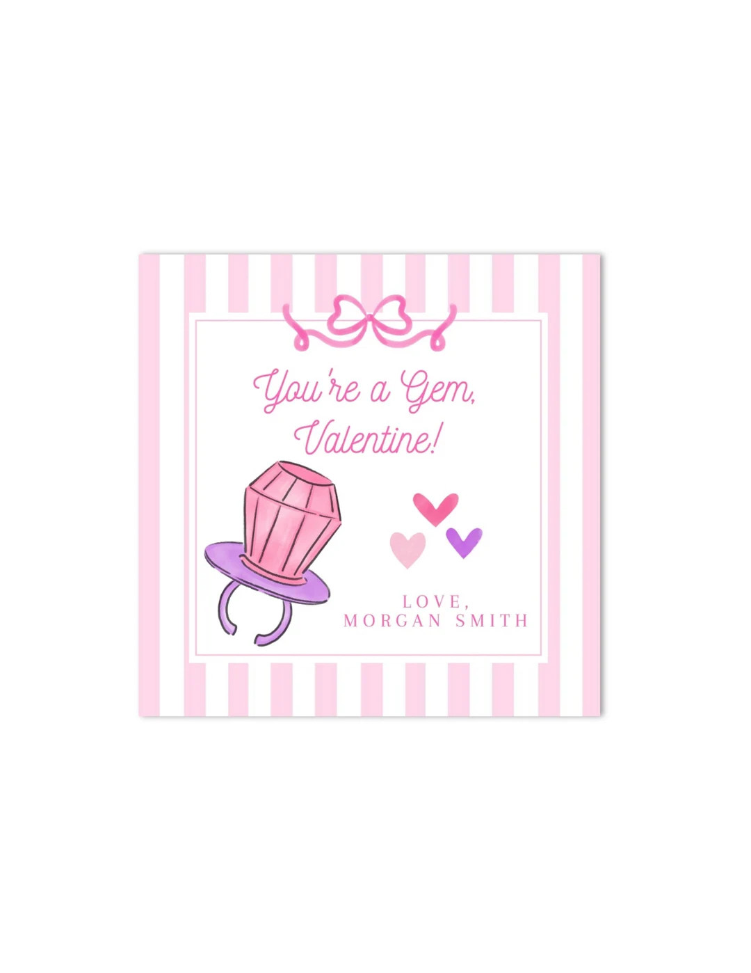 Printable Valentines Ringpop Gift Tag - You're a Gem, Valentine - Preppy, Grandmillenial - Instan... | Etsy (US)