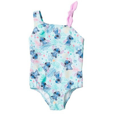 Disney Lilo & Stitch Toddler Girls One Piece Bathing Suit Floral Blue 3T | Target
