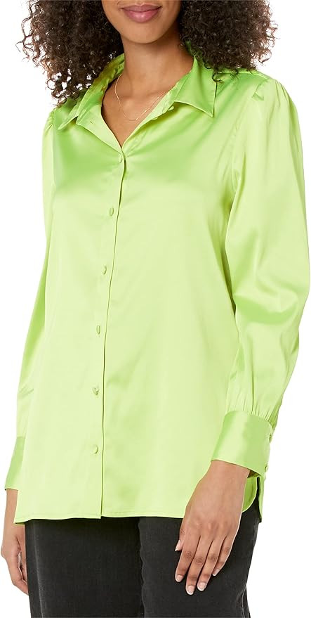 The Drop Women's @Lucyswhims Long-Sleeve Button-Down Stretch Satin Shirt | Amazon (US)