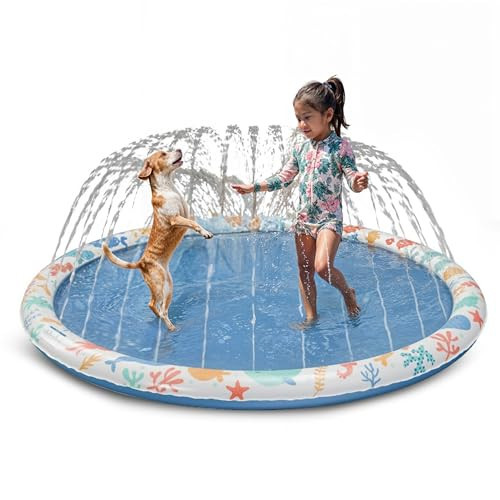 Splash Pad Sprinkler for Kids – Large 66" Non-Slip Pad, Fun Outdoor Water Toy, Toddlers and Children Ages 1-8, Durable Splash Pads for Backyard, Summer Activities, and Playtime, Best Way to Cool Off | Amazon (US)