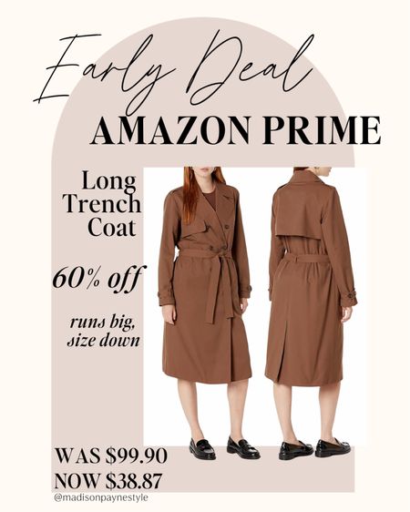 AMAZON PRIME DAY 🚨 EARLY DEALS! This trench coat is now 60% off, originally $99, now only $38.87 with Amazon’s Early Prime Day Deals! It runs big, size down. More early deals listed below! 

Amazon Prime Day Deals, Amazon Deals, Amazon Sale, Prime Day, Prime Day Deals, Trench Coat, Amazon Coat, Fall Outfits, Madison Payne

#LTKsalealert #LTKSeasonal #LTKxPrime