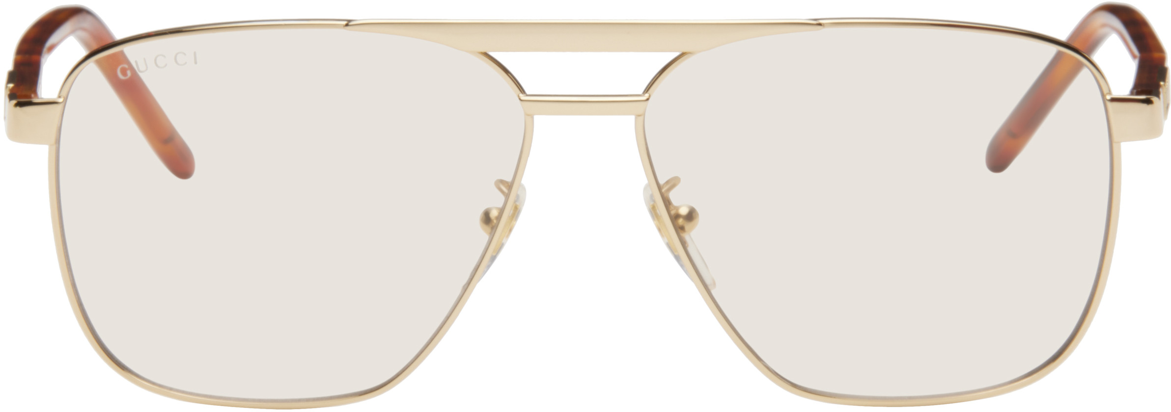 Gucci Gold Aviator Sunglasses | SSENSE