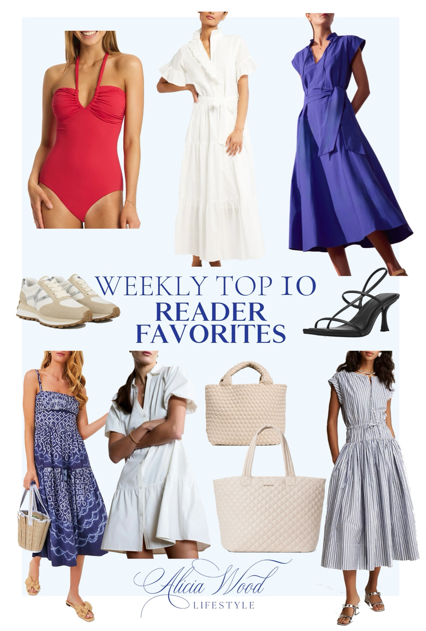 Weekly Top 10!

MZ Wallace large metro deluxe tote
White Swiss for midi dress
Naghedi mini crossbody tote
Stappy  black sandals
Cobalt blue midi dress 
Drop waist blue stripe midi dress 
Tie Dye tank dress
Valentina sneakers 
One piece red swimsuit 
White mini dress 
Summer dresses 




#LTKStyleTip #LTKOver40 #LTKSeasonal