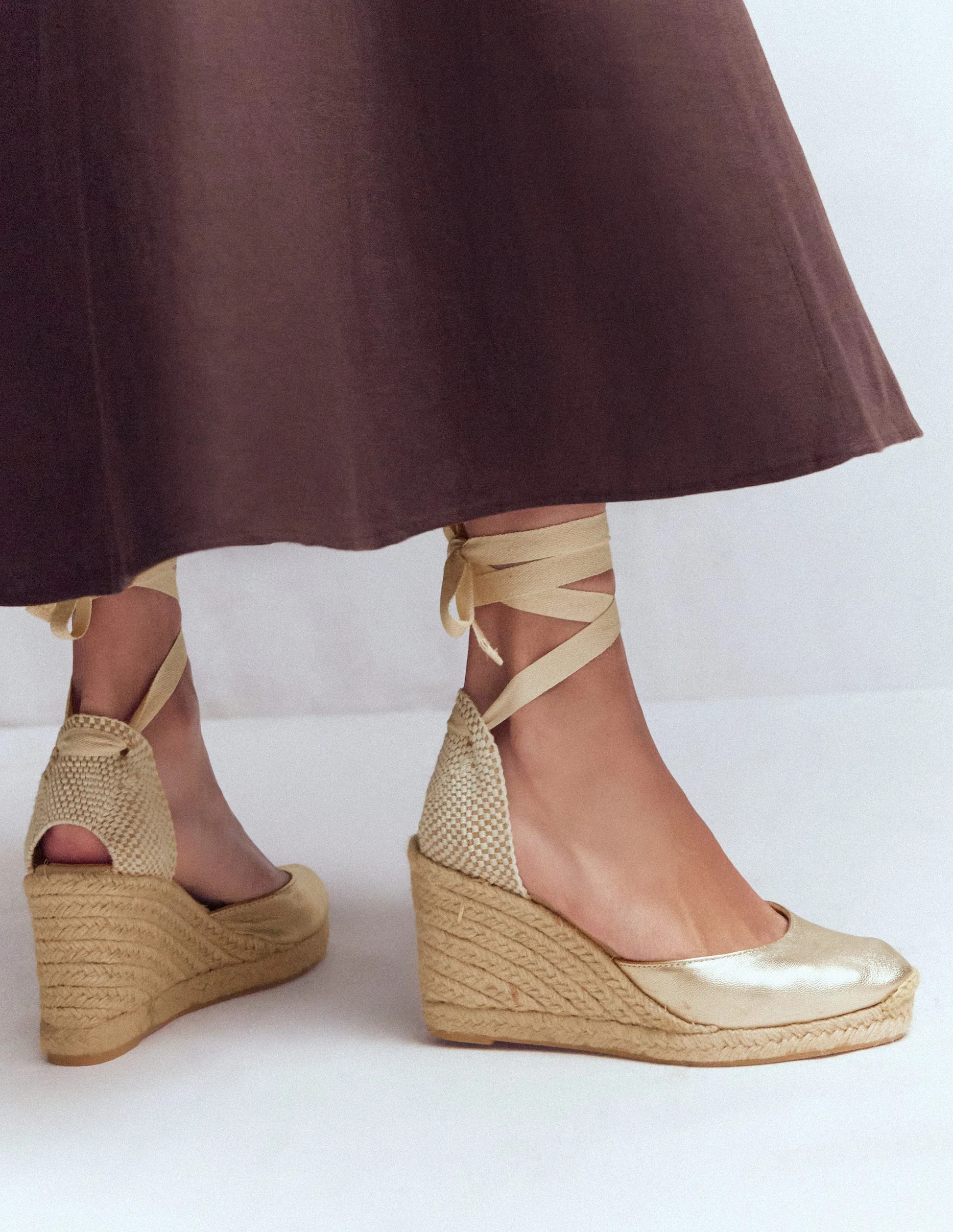 Cassie High Wedge Espadrilles-Gold | Boden (US)