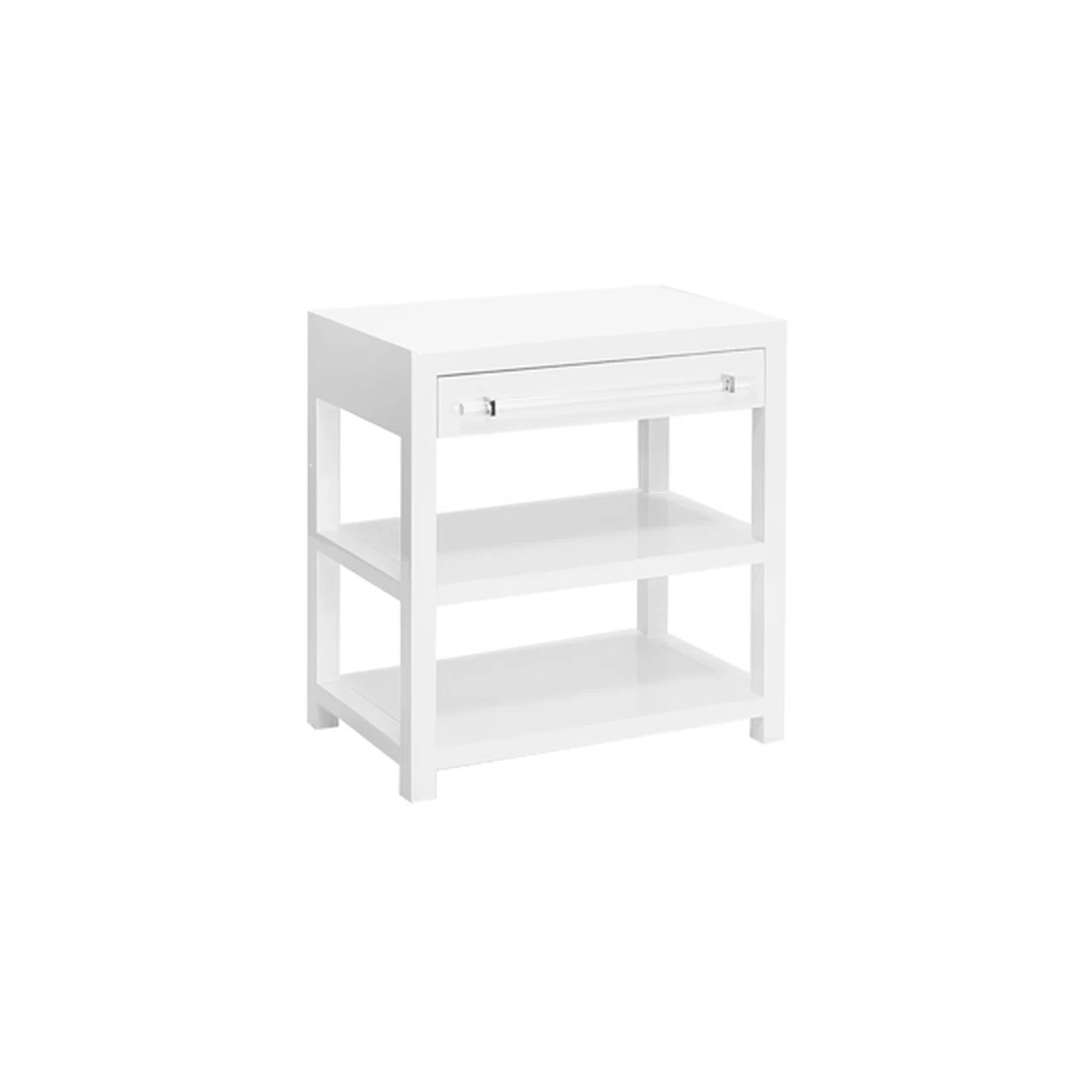 Garbo Side Table with Acrylic/Nickel Hardware in White Lacquer | Wayfair North America