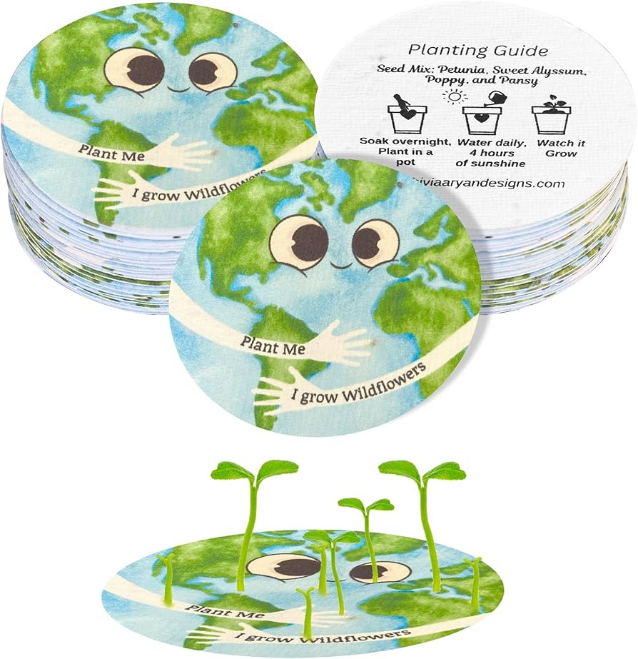 25 Plantable Seed Paper Cards- Earth Circles with Wildflower Seeds, Kids Craft Activity, Educatio... | Amazon (US)