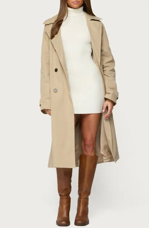 EDIKTED Amur Belted Trench Coat in Camel at Nordstrom, Size Medium | Nordstrom