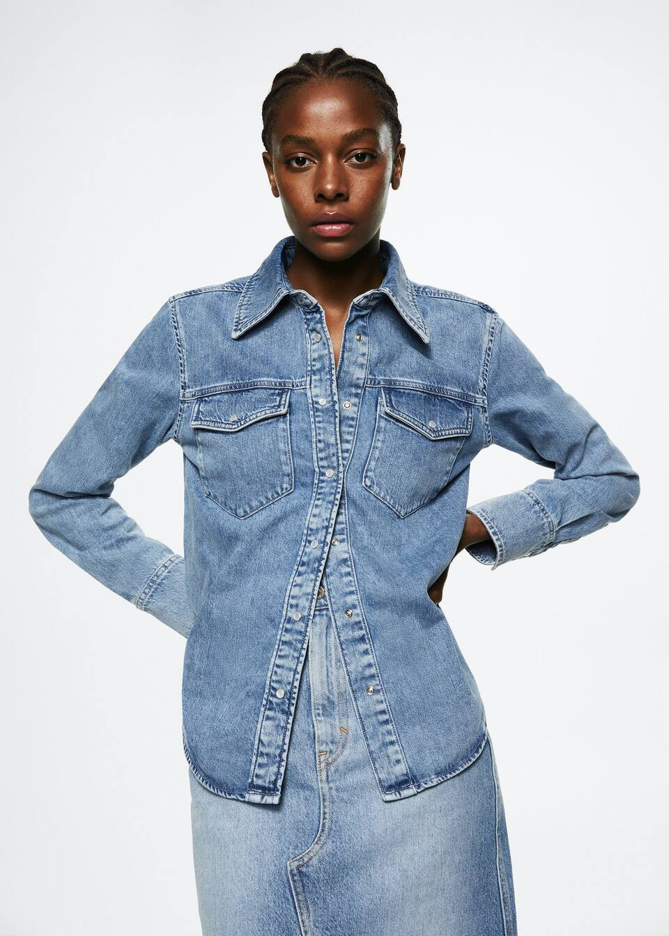 Cotton denim shirt -  Women | Mango USA | MANGO (US)