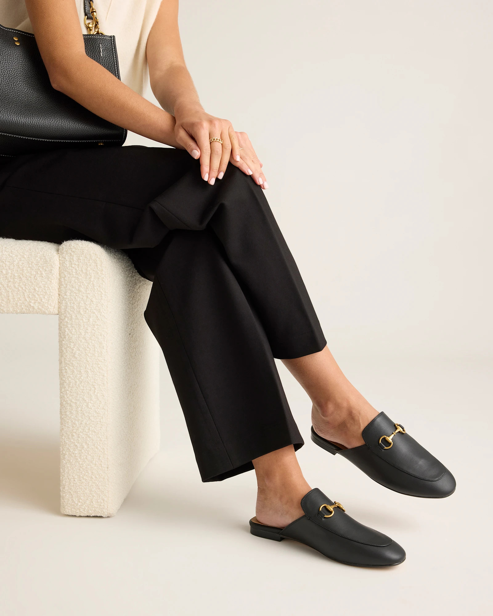 Italian Leather Horsebit Loafer Mule in Black | Quince