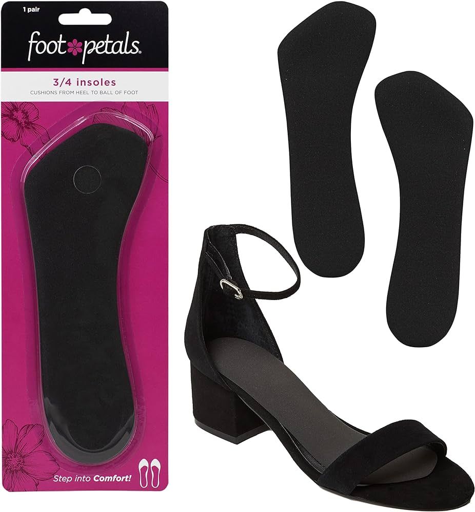 Foot Petals Women's ¾ Insole Comfort Cushion, Black, One Size | Amazon (US)
