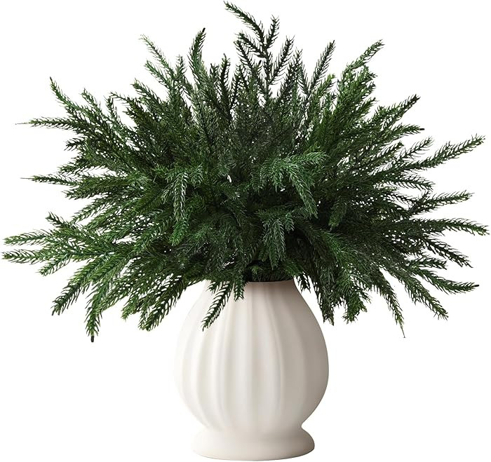 INQCMY 12 Pcs Christmas Norfolk Pine Stems,15" Real Touch Artificial Norfolk Pine Branches,Fake C... | Amazon (US)