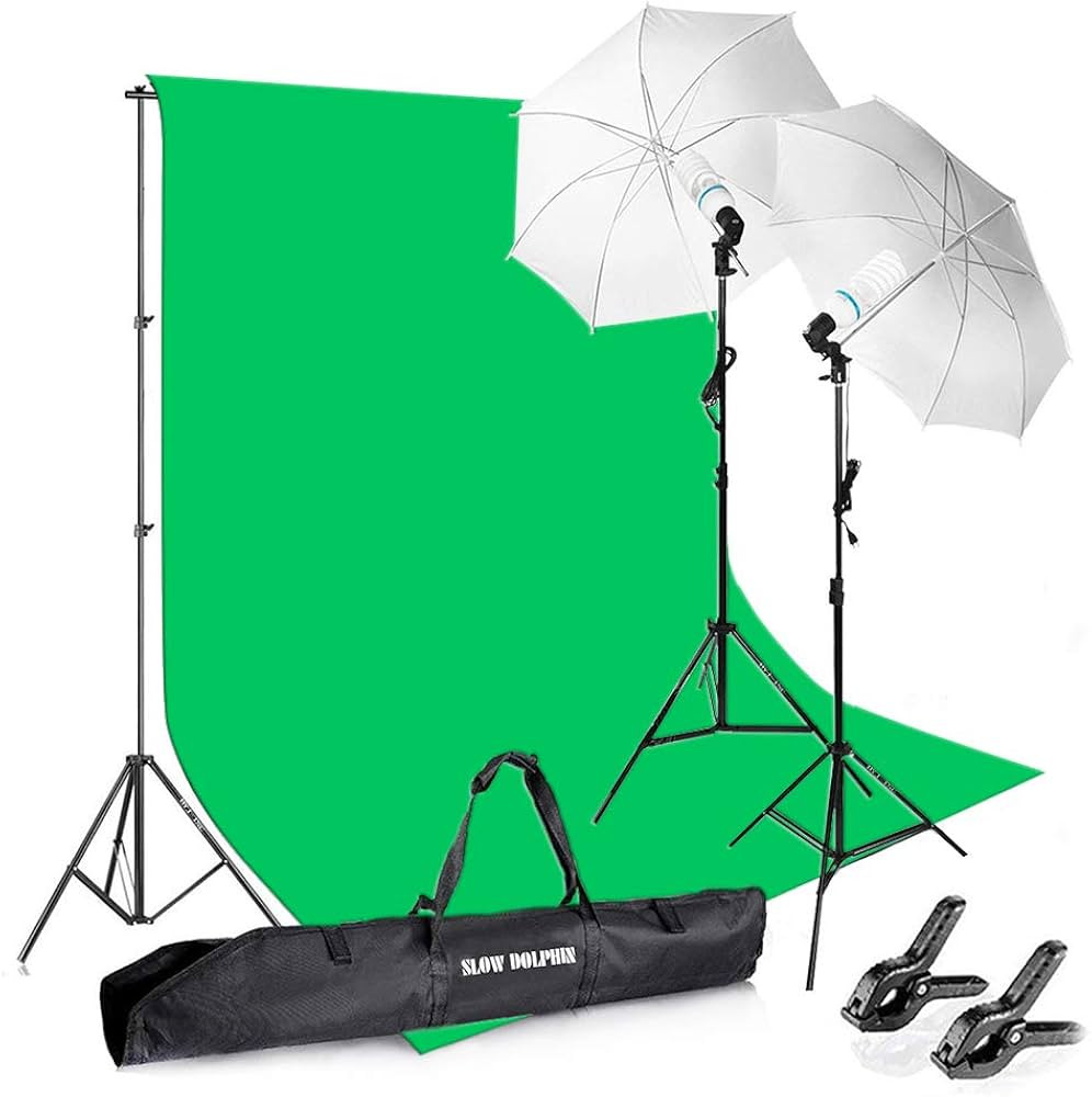 SLOW DOLPHIN Photography Background Stand Support System with Muslin Backdrop (Chromakey Green Sc... | Amazon (US)