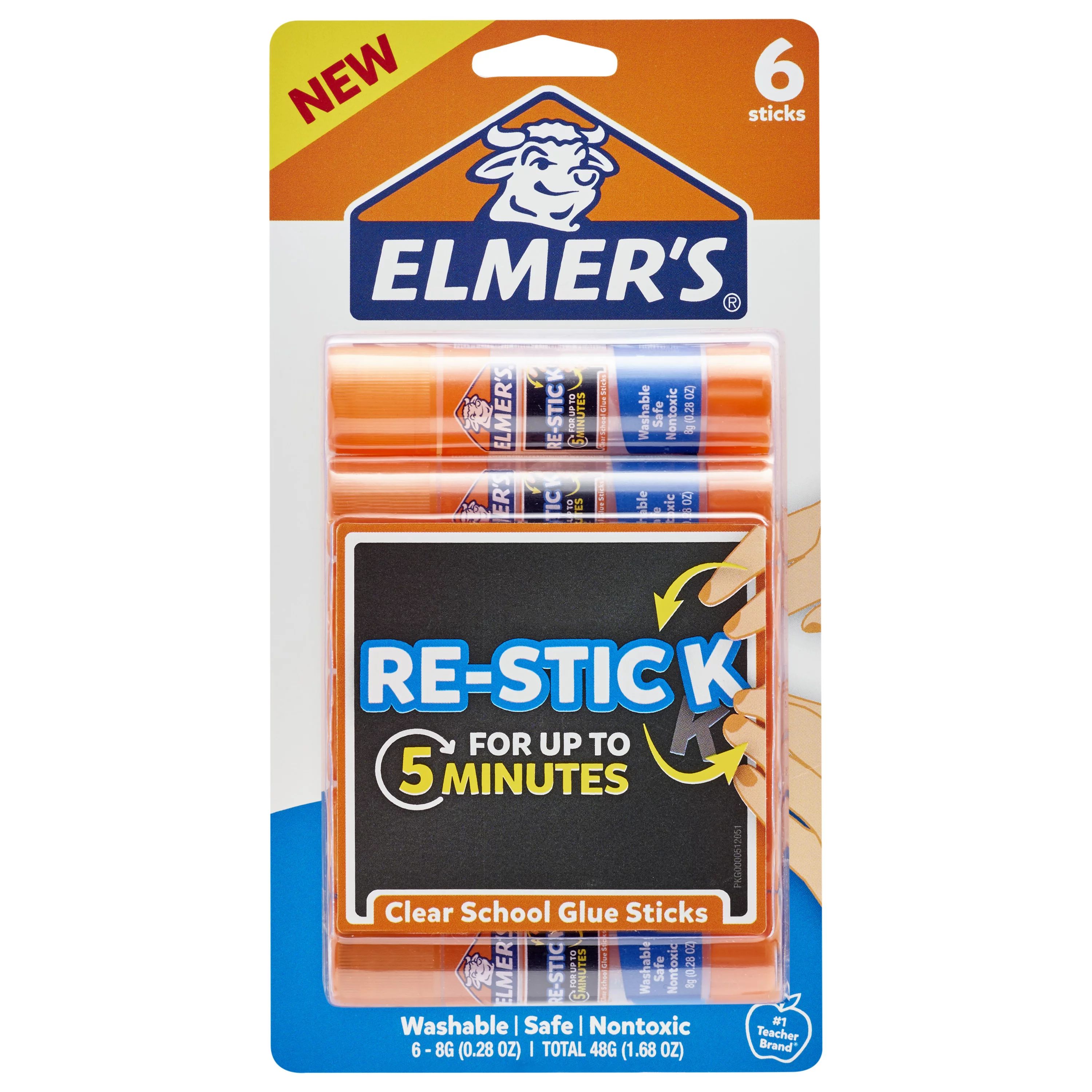 Elmer’s Re-Stick School Glue Sticks, 0.28-Ounces, 6 Count - Walmart.com | Walmart (US)