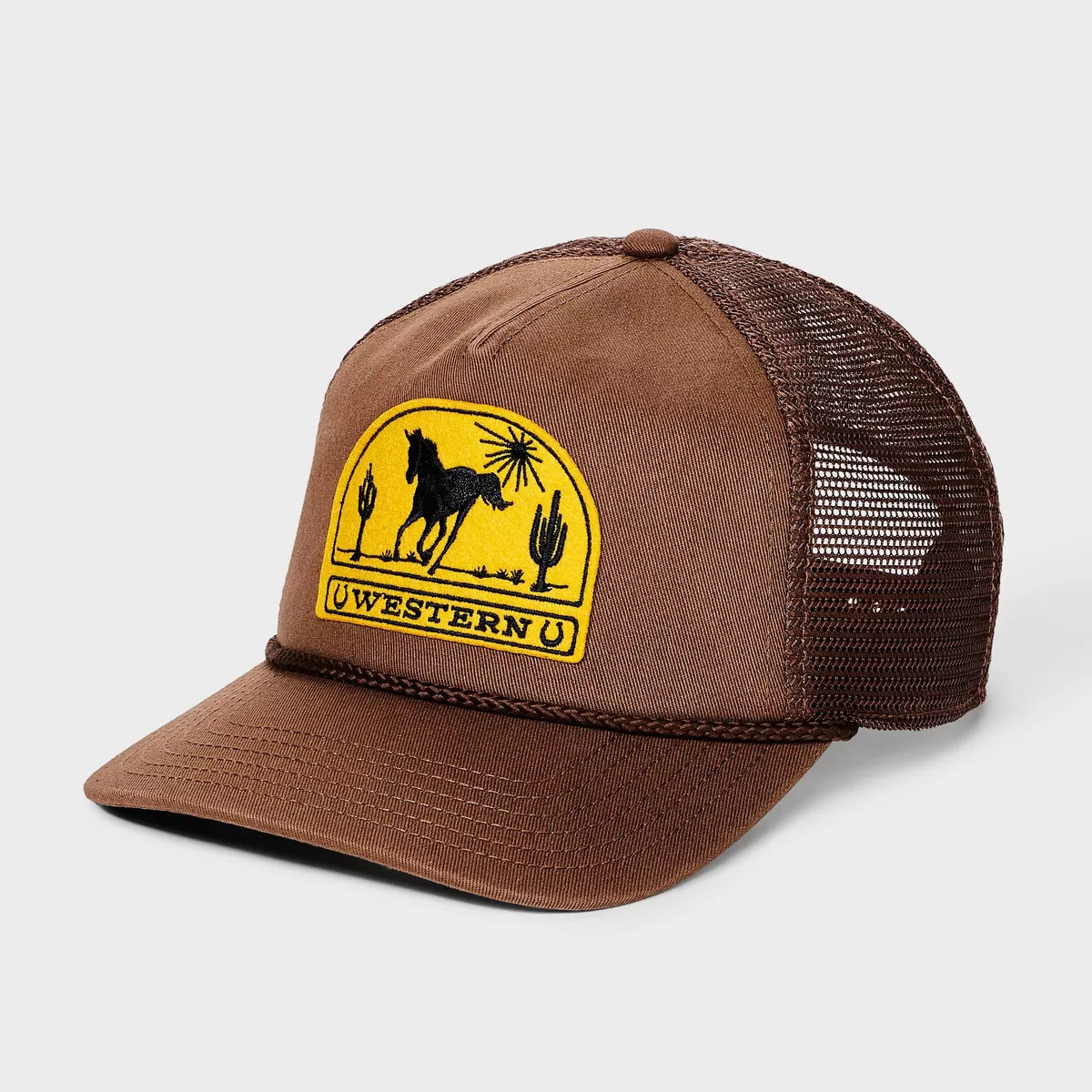 Men's Western Cotton Trucker Baseball Hat - Mighty Fine Brown | Target