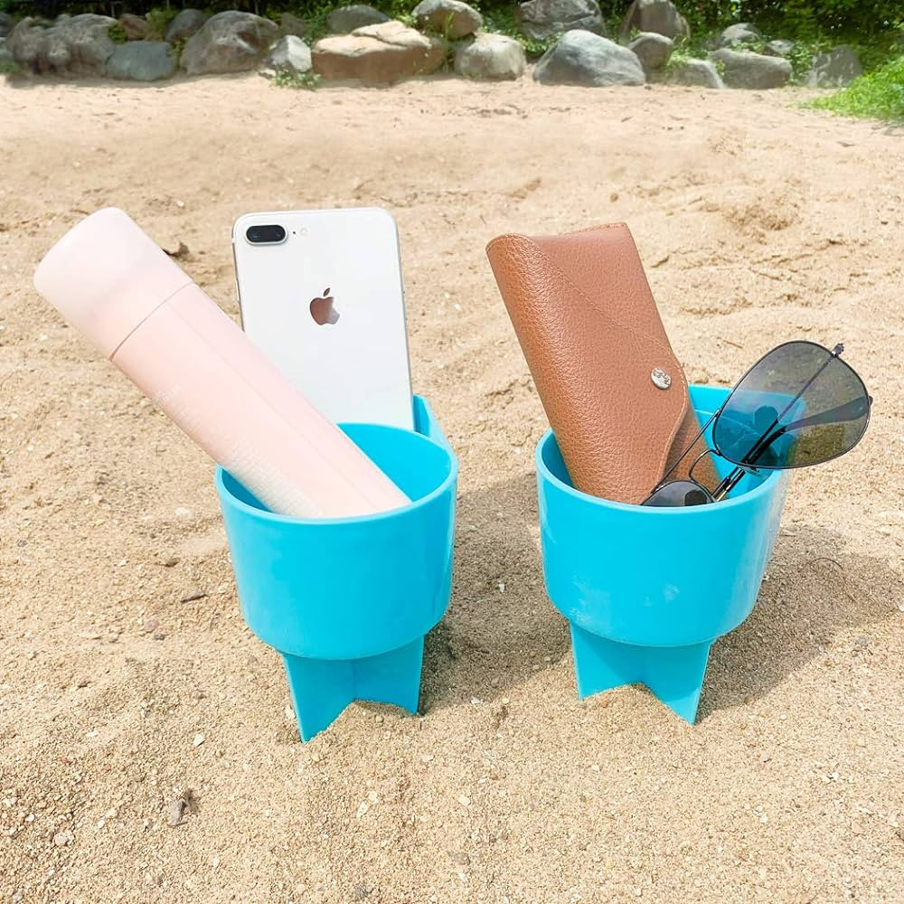 Home Queen Beach Cup Holder with Pocket, Multi-Functional Sand Cup Holder for Beverage Phone Sung... | Amazon (US)