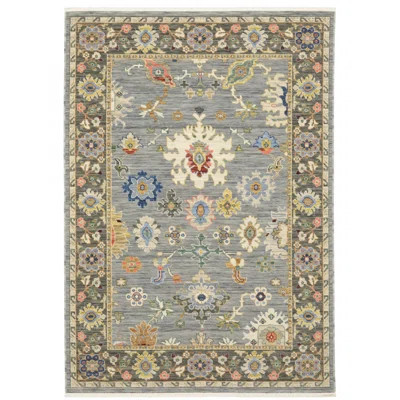 Macqueen Oriental Machine Made Power Loom Wool Area Rug in Gray/Brown | Wayfair North America