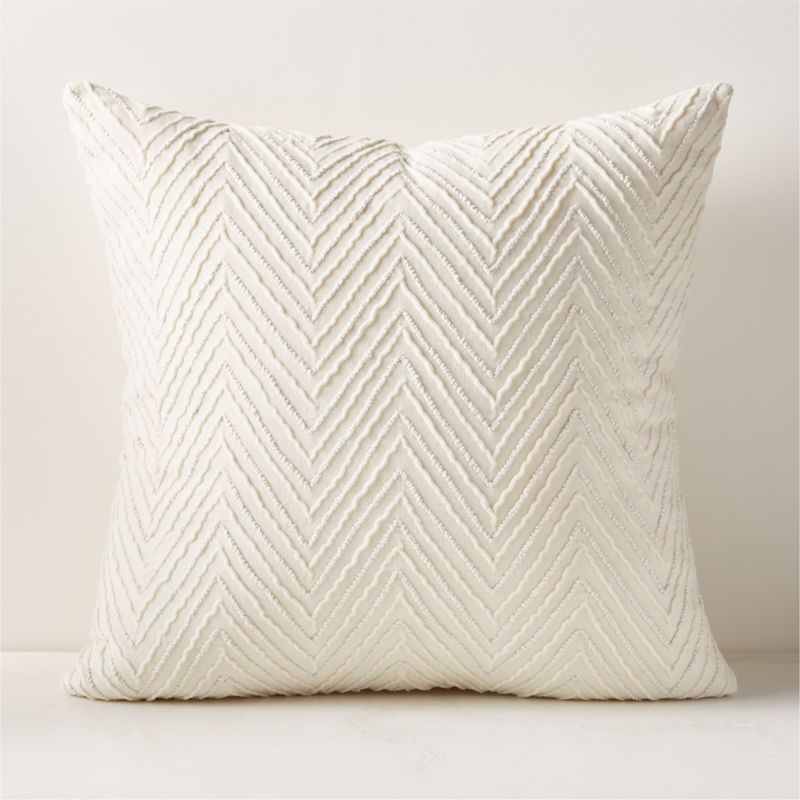 Noe Embroidered White Modern Throw Pillow with Down-Alternative Insert 26" | CB2 | CB2