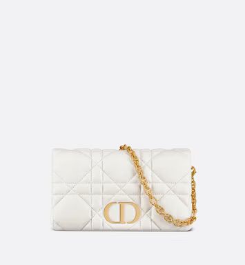 Dior Caro Macrocannage Pouch Latte Quilted Macrocannage Calfskin | DIOR | Dior Couture