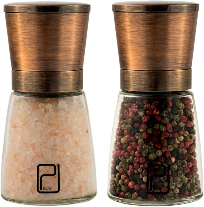 Premium Salt and Pepper Grinder Set - Best Copper Stainless Steel Mill for Home Chef, Magnetic Li... | Amazon (US)