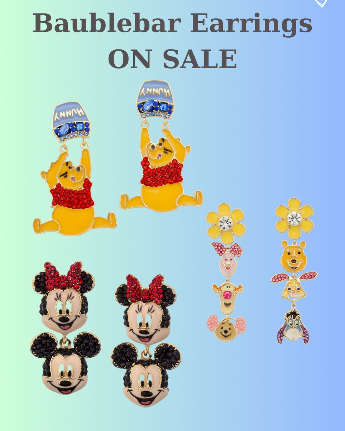 Finding Baublebar Disney earrings on sale that sold out in the parks >>> especially the Winnie The Pooh ones?? 😍

#LTKsalealert #LTKstyletip #LTKfindsunder50